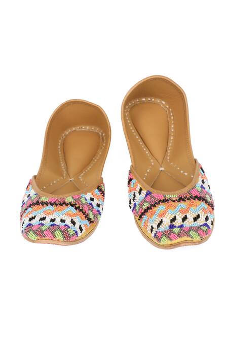 Buy_NR By Nidhi Rathi_Yellow Beads And Cut Dana Hand Embroidered & Juttis