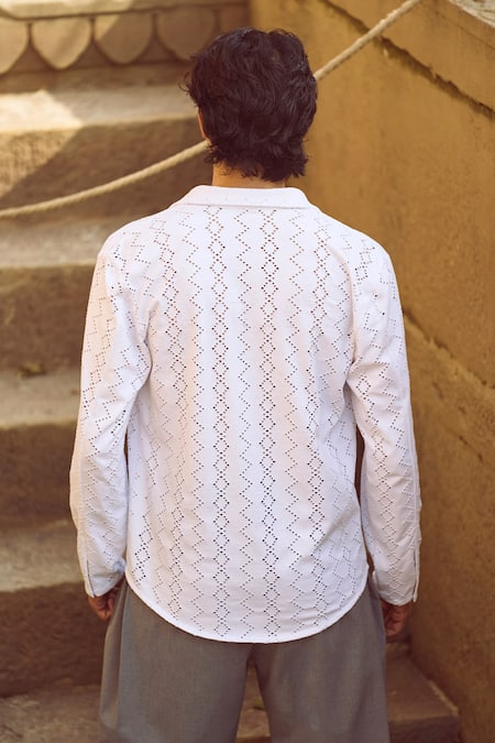 Dash And Dot Geometric Pattern Cotton Shirt 