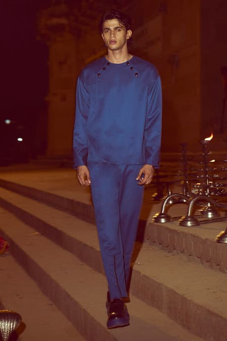 Buy Dash And Dot Blue Polyester, Viscose, Lycra Solid Straight Pant Online at Aza Fashions Buy_Dash And Dot_Blue Polyester, Viscose, Lycra Solid Straight Pant _Online_at_Aza_Fashions