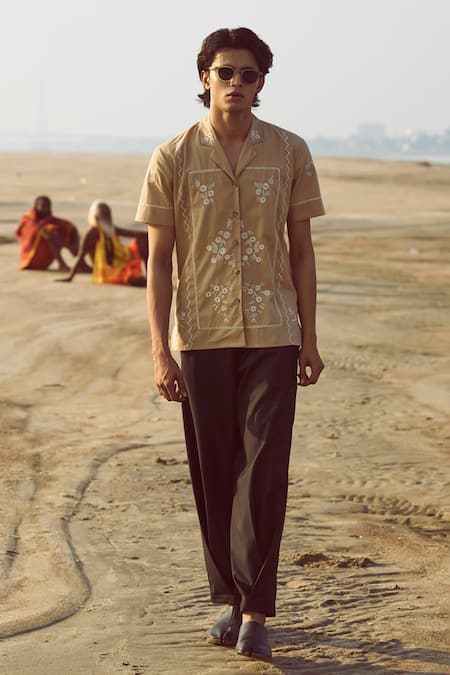 Shop_Dash And Dot_Black Polyester, Viscose, Lycra Side Pleat Pant _Online_at_Aza_Fashions