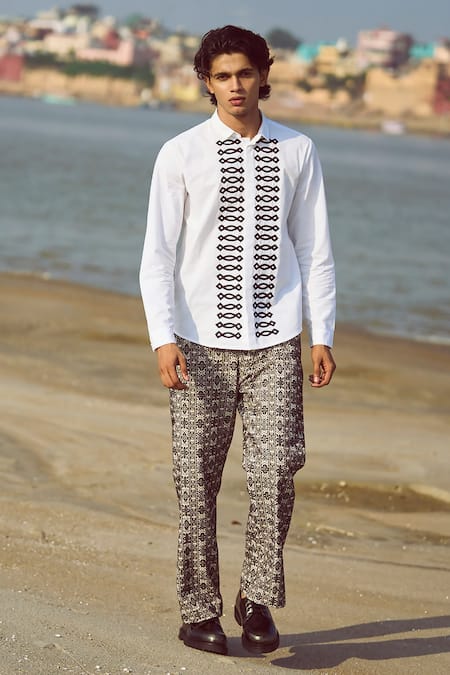 Dash and Dot Motif Woven Jacquard Pant 