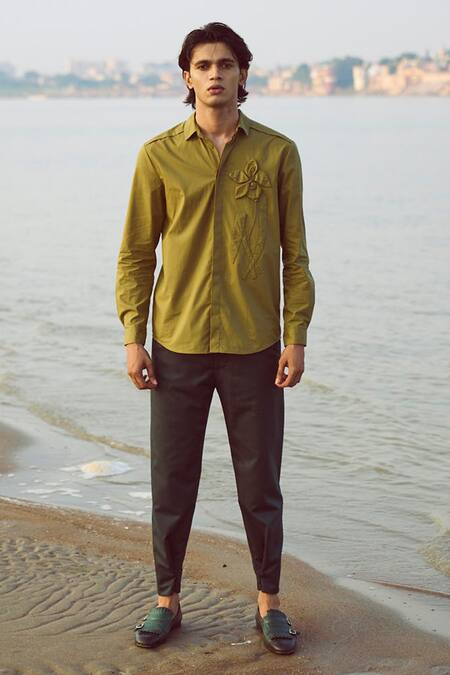 Buy Dash And Dot Green Polyester, Viscose, Lycra Buttoned Cuff Pant Online at Aza Fashions Buy_Dash And Dot_Green Polyester, Viscose, Lycra Buttoned Cuff Pant _Online_at_Aza_Fashions