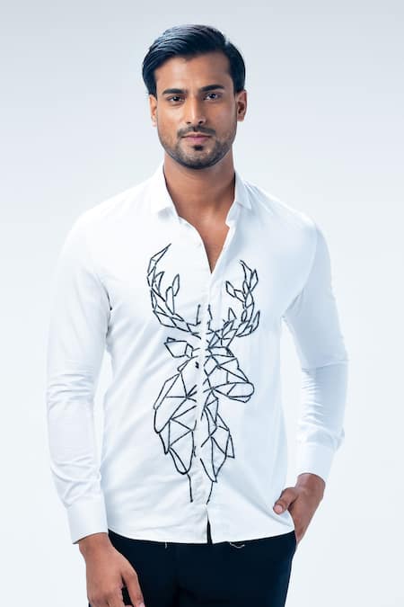 Kommal Sood White Cotton Cut Work Cutdana Embroidered Shirt Online at Aza Fashions Kommal Sood_White Cotton Cut Work Cutdana Embroidered Shirt _Online_at_Aza_Fashions