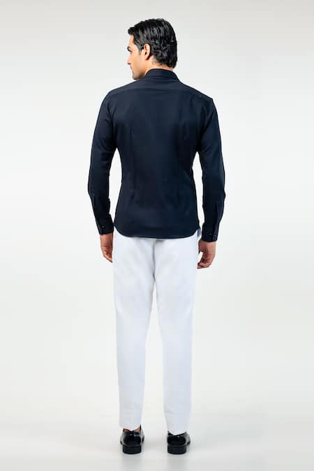 Shop Kommal Sood Black Cotton Sequins Embroidered Button Down Shirt at Aza Fashions Shop_Kommal Sood_Black Cotton Sequins Embroidered Button Down Shirt _at_Aza_Fashions