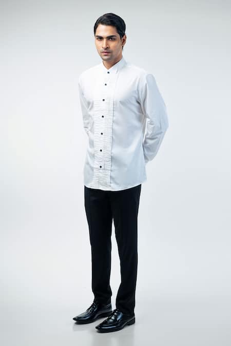 Shop_Kommal Sood_Black Cupro Layered Waistcoat Pant Set  _Online_at_Aza_Fashions