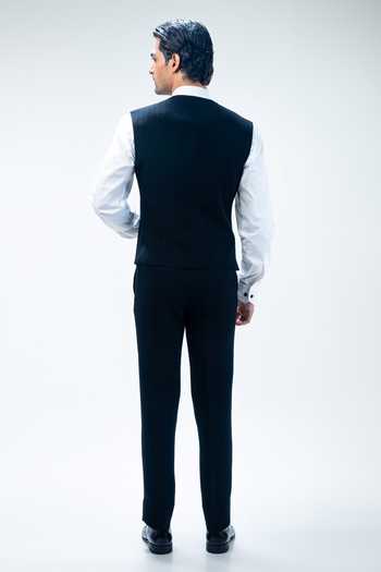 Kommal Sood Black Cupro Embroidered Cutdana Tuxedo Pant Set at Aza Fashions Kommal Sood_Black Cupro Embroidered Cutdana Tuxedo Pant Set _at_Aza_Fashions