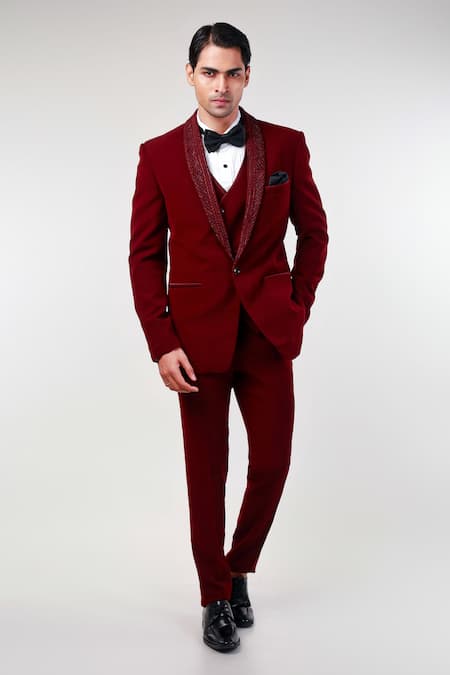 Kommal Sood Embroidered Lapel Collar Tuxedo Pant Set 