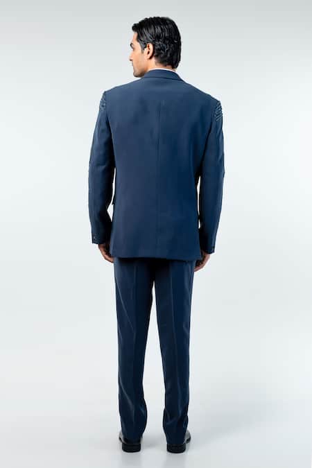 Shop Kommal Sood Grey Cupro Embroidered Cutdana Abstract Tuxedo Pant Set at Aza Fashions Shop_Kommal Sood_Grey Cupro Embroidered Cutdana Abstract Tuxedo Pant Set _at_Aza_Fashions