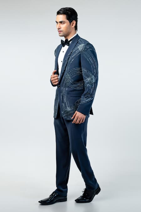 Buy Kommal Sood Grey Cupro Embroidered Cutdana Hand Tuxedo Pant Set Online at Aza Fashions Buy_Kommal Sood_Grey Cupro Embroidered Cutdana Hand Tuxedo Pant Set _Online_at_Aza_Fashions