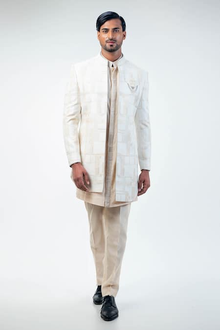 Kommal Sood Abstract Hand Embroidered Sherwani Trouser Set 