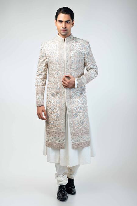 Kommal Sood Flower Bloom Hand Embroidered Sherwani Churidar Set 