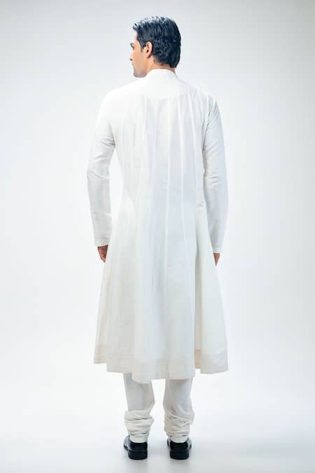 Kommal Sood_Off White Dupion Silk Flower Bloom Hand Sherwani Churidar Set  _Online_at_Aza_Fashions