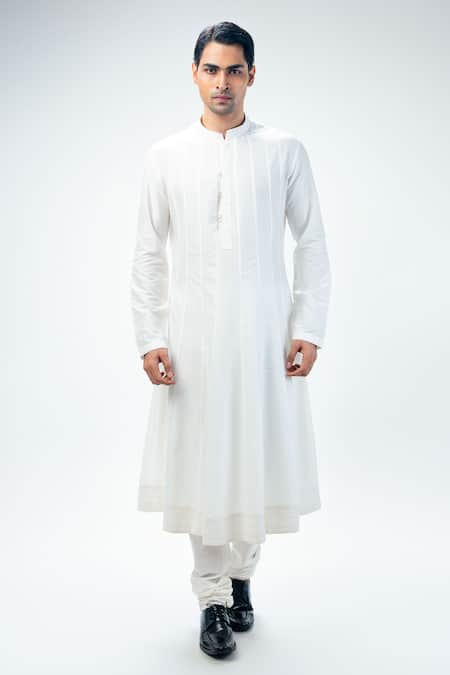 Buy_Kommal Sood_Off White Dupion Silk Embroidery Floral Flower Bloom Hand Sherwani Set  _Online_at_Aza_Fashions