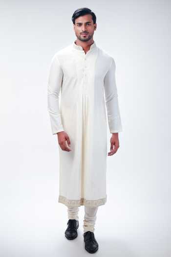 Buy Kommal Sood Off White Raw Silk Embroidery Floral Sherwani Churidar Set Online at Aza Fashions Buy_Kommal Sood_Off White Raw Silk Embroidery Floral Sherwani Churidar Set _Online_at_Aza_Fashions