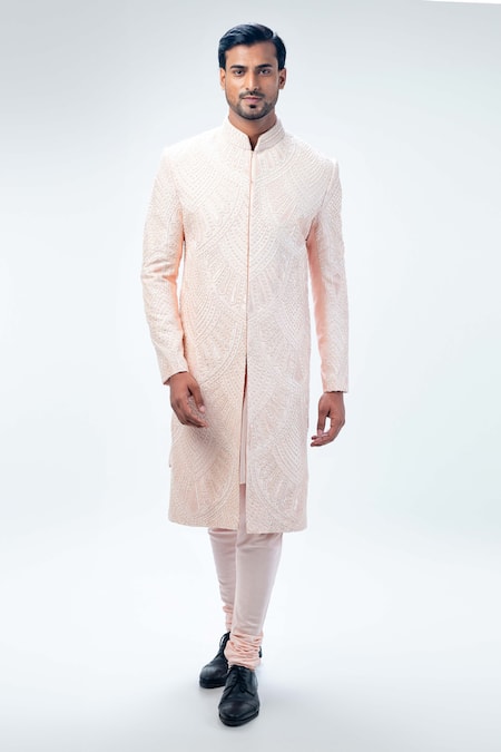 Buy Kommal Sood Pink Cotton Silk Embroidery Geometric Mandala Sherwani Churidar Set at Aza Fashions Buy_Kommal Sood_Pink Cotton Silk Embroidery Geometric Mandala Sherwani Churidar Set _at_Aza_Fashions