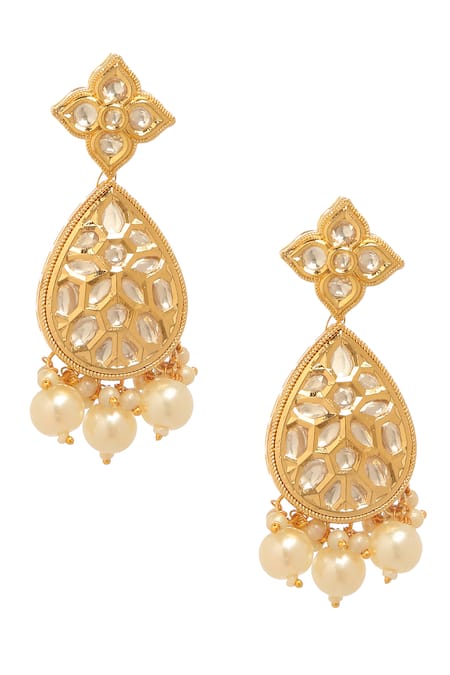 Minaki Kundan Polki Embellished Dangler Earrings 