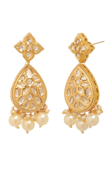 Minaki Kundan Polki Embellished Dangler Earrings 