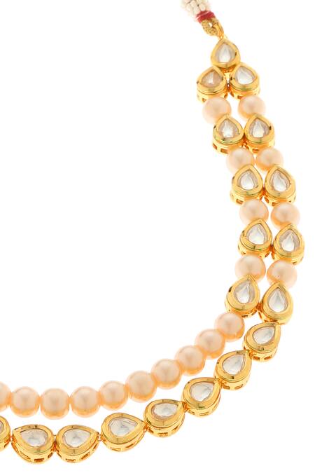 Minaki Gold Plated Pearls Embellished Layered Necklace Set Online at Aza Fashions Minaki_Gold Plated Pearls Embellished Layered Necklace Set _Online_at_Aza_Fashions