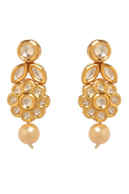 Buy_Minaki_Gold Plated Pearls, Diamonds, Stones Embroidered Choker Necklace Set _Online_at_Aza_Fashions