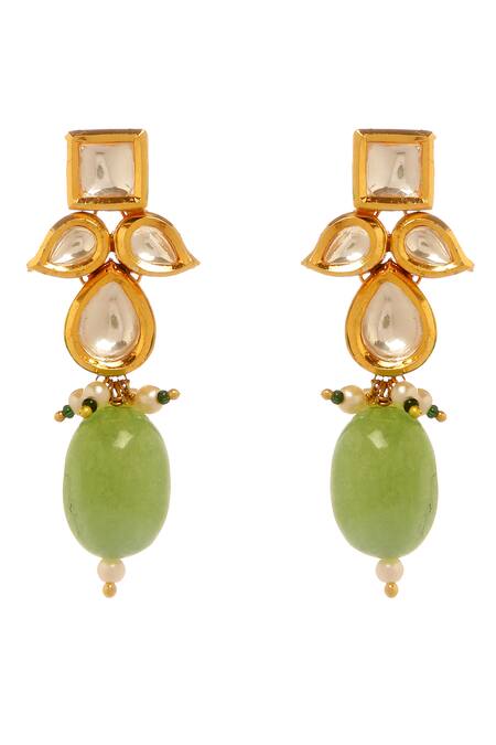 Buy_Minaki_Green Beads, Diamonds Embellished Choker Necklace Set _Online_at_Aza_Fashions