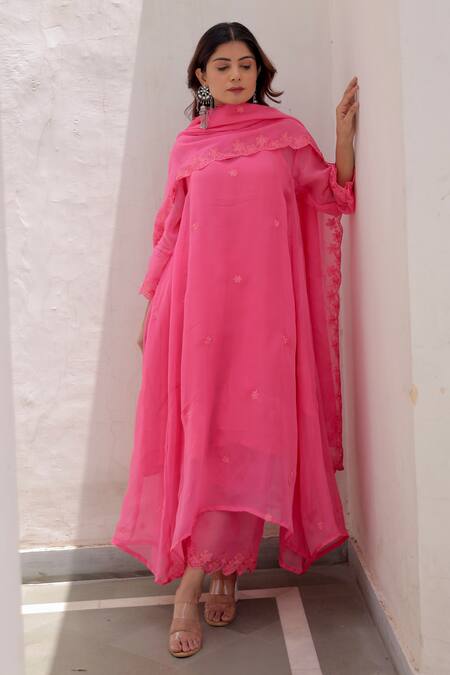 Buy ASRUMO Pink Viscose, Organza Embroidery Boat Neck Aari Kurta Set Online at Aza Fashions Buy_ASRUMO_Pink Viscose, Organza Embroidery Boat Neck Aari Kurta Set _Online_at_Aza_Fashions