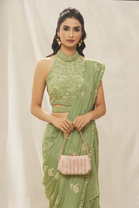 Shop Nazaakat By Samara Singh Beige Embroidery Crushed Pleated Box Clutch Online at Aza Fashions Shop_Nazaakat By Samara Singh_Beige Embroidery Crushed Pleated Box Clutch _Online_at_Aza_Fashions