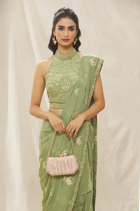 Buy Nazaakat By Samara Singh Beige Embroidery Crushed Pleated Box Clutch Buy_Nazaakat By Samara Singh_Beige Embroidery Crushed Pleated Box Clutch