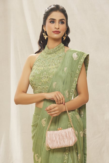 Nazaakat By Samara Singh Crushed Pleated Box Clutch 