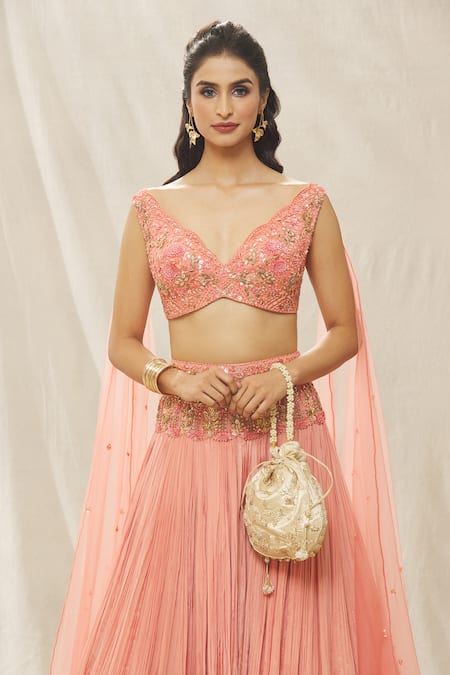 Nazaakat By Samara Singh Floral Zardozi Embroidered Potli Bag 