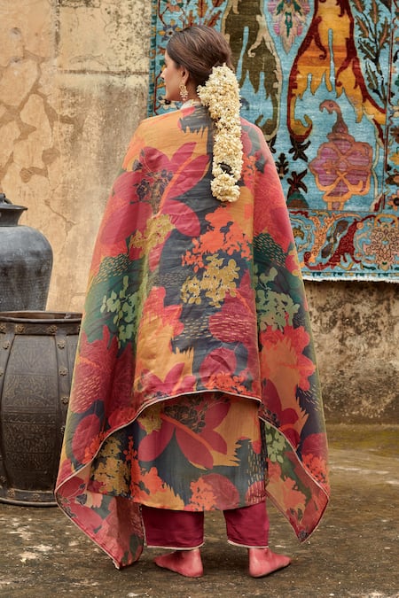 Karaj Jaipur Multi Color Organza, Cotton, Silk Sequins, Beads Embroidered Kurta Pant Set Online at Aza Fashions Karaj Jaipur_Multi Color Organza, Cotton, Silk Sequins, Beads Embroidered Kurta Pant Set _Online_at_Aza_Fashions