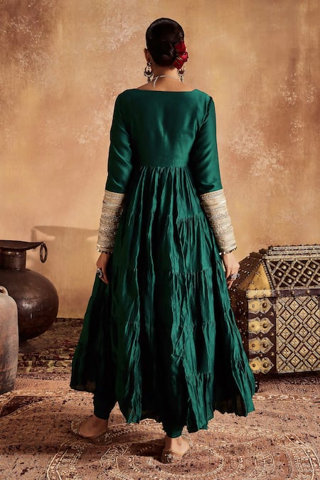 Roze Sahiba Pure Chanderi Tiered Anarkali Set 