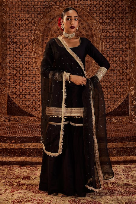 Party Wear Black Sharara Suit Plazzo Dress Ethnic Full Stitched Salwar  Kameez | eBay