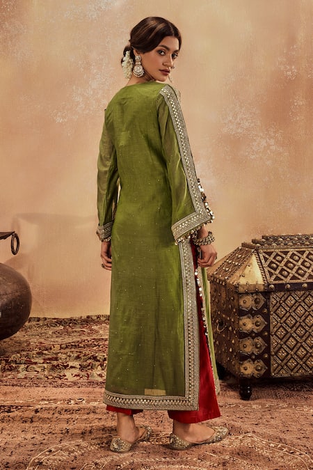 Roze Falak Sequin Lace Embellished Kurta With Pant 