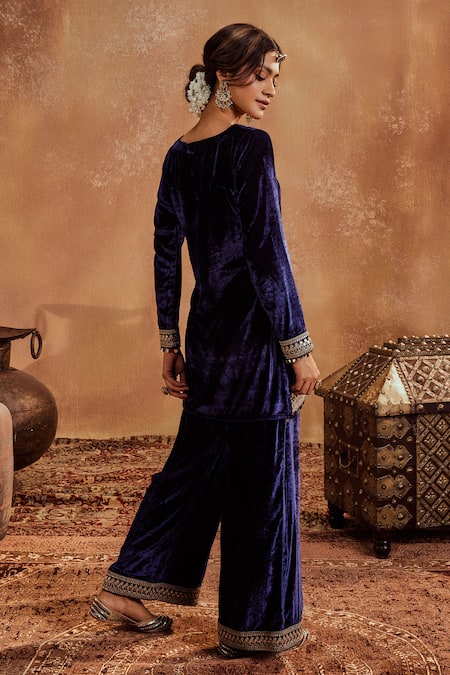 Roze Mira Tikki Lace Embroidered Kurta Palazzo Set