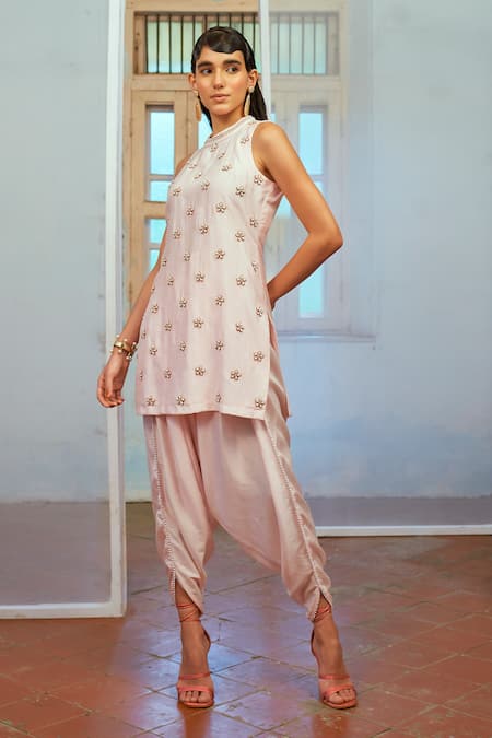 Mona and Vishu Pearl Embroidered Kurta & Pant Set 