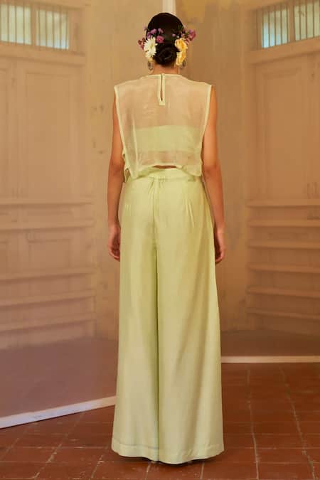 Mona And Vishu Sea Breeze Embroidered Bib Pant Set 