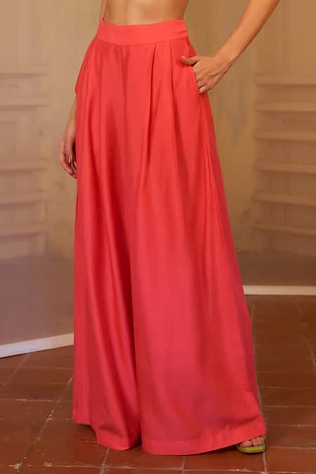 Buy Mona And Vishu Pink Silk Embroidery V-neck Pant Set With Bustier Online at Aza Fashions Buy_Mona And Vishu_Pink Silk Embroidery V-neck Pant Set With Bustier _Online_at_Aza_Fashions