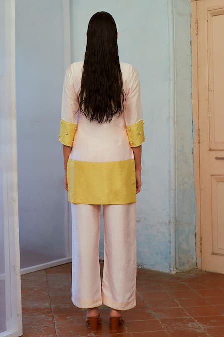 Mona And Vishu Embroidered Panelled Kurta & Pant Set 