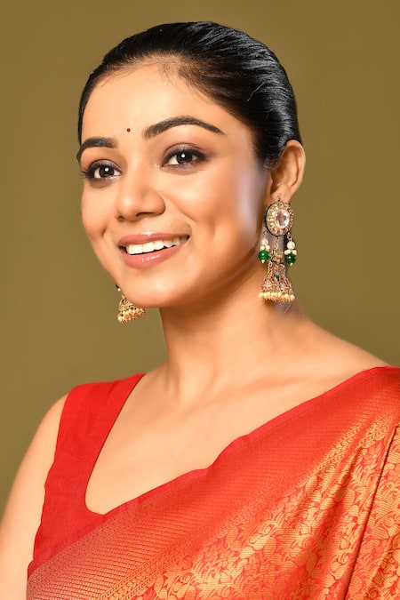 Just Shradhas Kundan Embellished Gold Jhumkas 