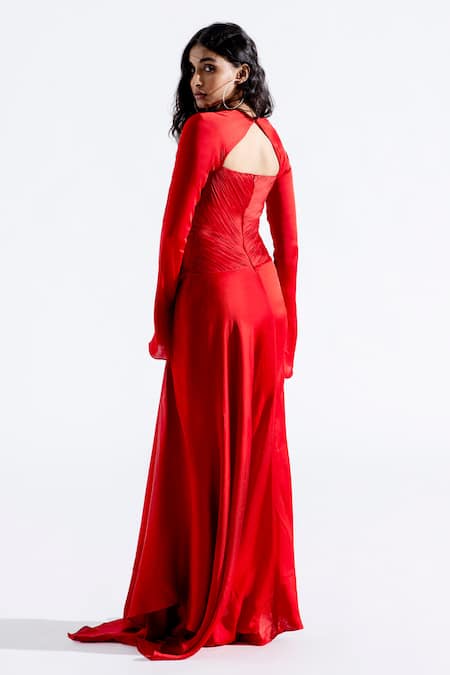 Shein Red Velvet Long Sleeve Mini Dress Medium Homecoming Winter Formal  Prom | eBay