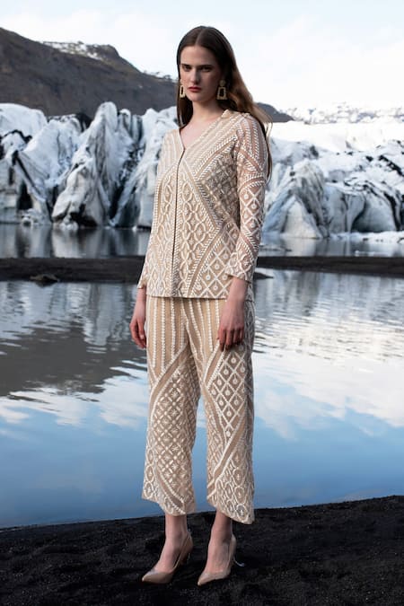 Dash And Dot Embroidered Nylon Top 