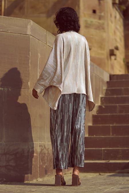 Dash And Dot Textured Metallic Boxy Top 