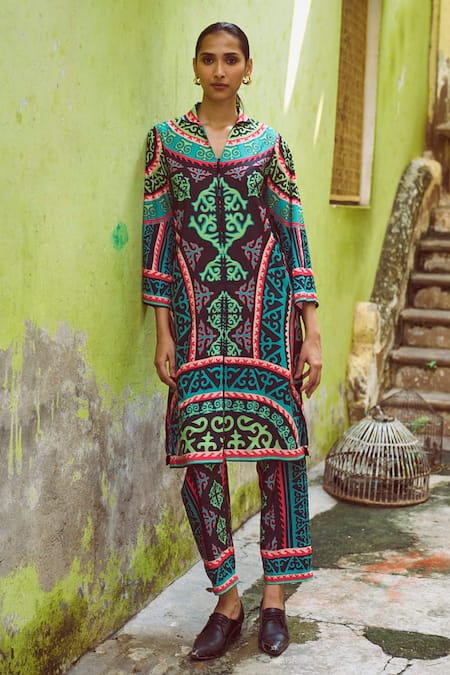 Dash and Dot Abstract Tribal Print Tunic With Pant 