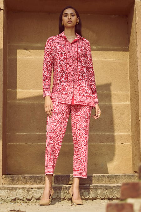 Dash and Dot Baroque Porcelain Print Shirt With Pant 