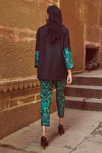 Dash And Dot Shirt With Gara Stitch Embroidered Pant 