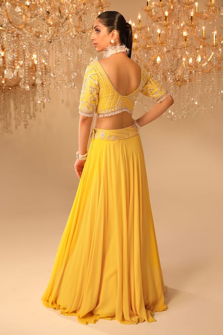 Omal Sindwani Hand Embroidered Blouse Lehenga Set 