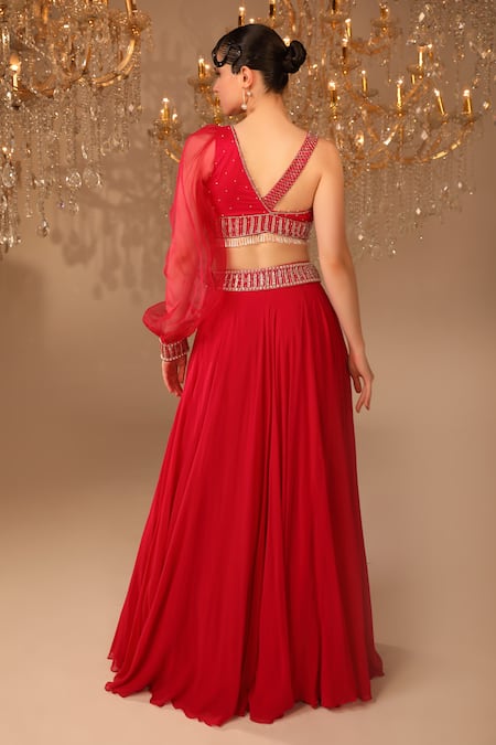 Omal Sindwani Hand Embroidered Blouse & Skirt Set 