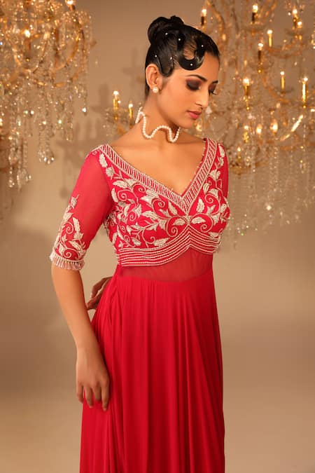 Omal Sindwani Hand Embroidered Anarkali With Dupatta 