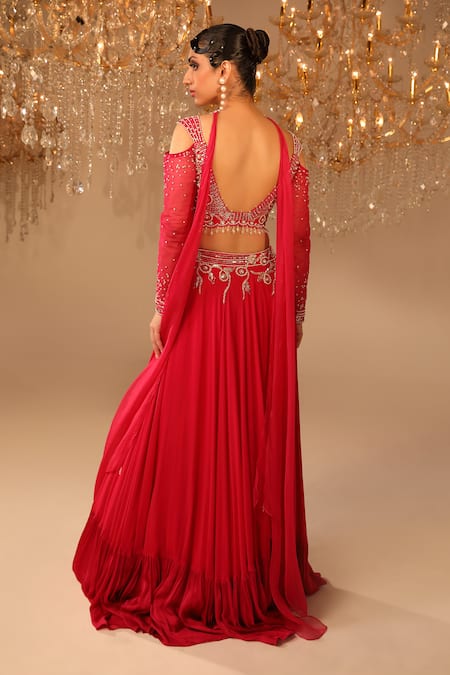 Omal Sindwani Hand Embroidered Pink Lehenga Set 