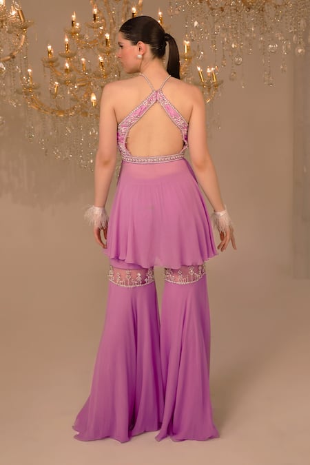 Omal Sindwani Bodice Embroidered Peplum Gharara Set 